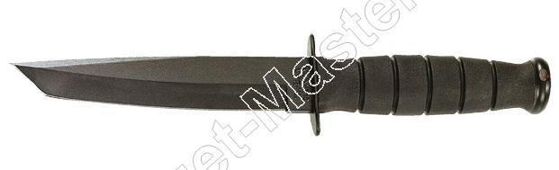 Ka-Bar 1254 BLACK TANTO SHORT Mes 23.5 cm Recht Lemmet, Kraton Greep, Lederen Schede